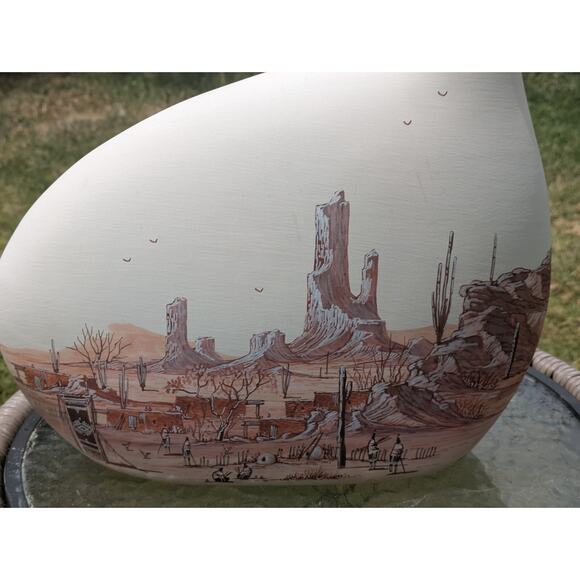 VTG Native American Pottery Vase by Thomas Kelson 12" Tribal Desert Scene - Picture 3 of 10